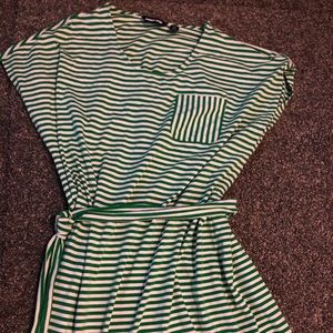 Lands end green striped dress - xl - 18